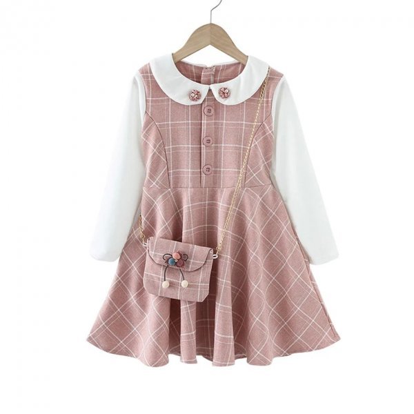 送料無料! 新品 おしゃれキッズワンピース ポーチ付き お色:ピンク 3~4Y 110cm