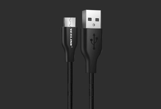 送料無料！ Android USB充電ケーブル MicroUSBコネクタ用　丈夫で長持ち編組ケーブル VOXLINK製 　長さ１ｍ